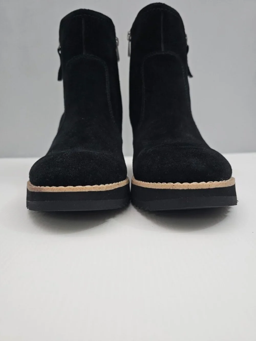 Earth Clinto Platform Wedge Ankle Booties Womens 9.5 Black Suede Comfort Boot